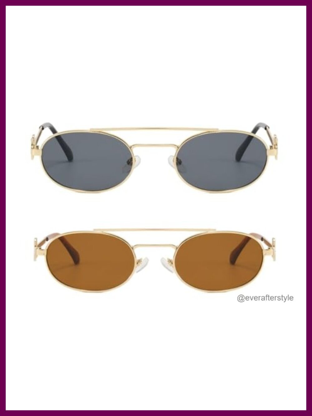 Oval Retro Y2K Sunglasses Metal Temples UV400 Women Eyewear